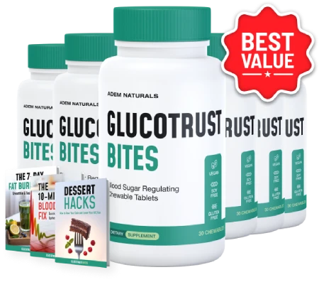 GlucoTrust Bites six bottles plus bonus